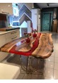 Raw Sienna Dining Table with Crimson River Epoxy