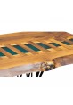Raw Sienna Coffee Table With Blue Stone Epoxy River