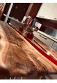 Raw Sienna Dining Table with Crimson River Epoxy