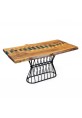 Raw Sienna Coffee Table With Blue Stone Epoxy River