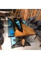 Copper Colored Dining Table with Translucent Azure Epoxy